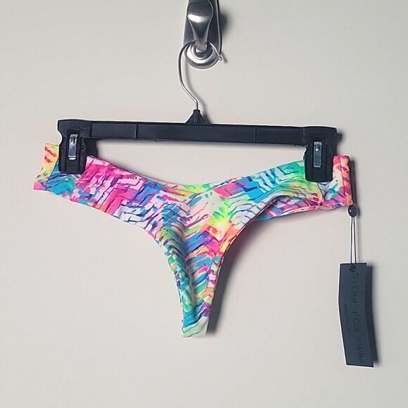 NWT Stone Cold Fox XS S Cheeky Thong Swim Bikini Bottom ColorFul Sexy Skimpy - Picture 1 of 6
